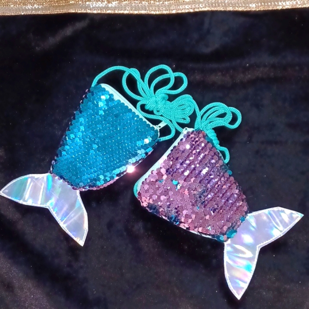 ⭐️3 For $10⭐️ Mermaid tail sequined purse AQUA/PINK